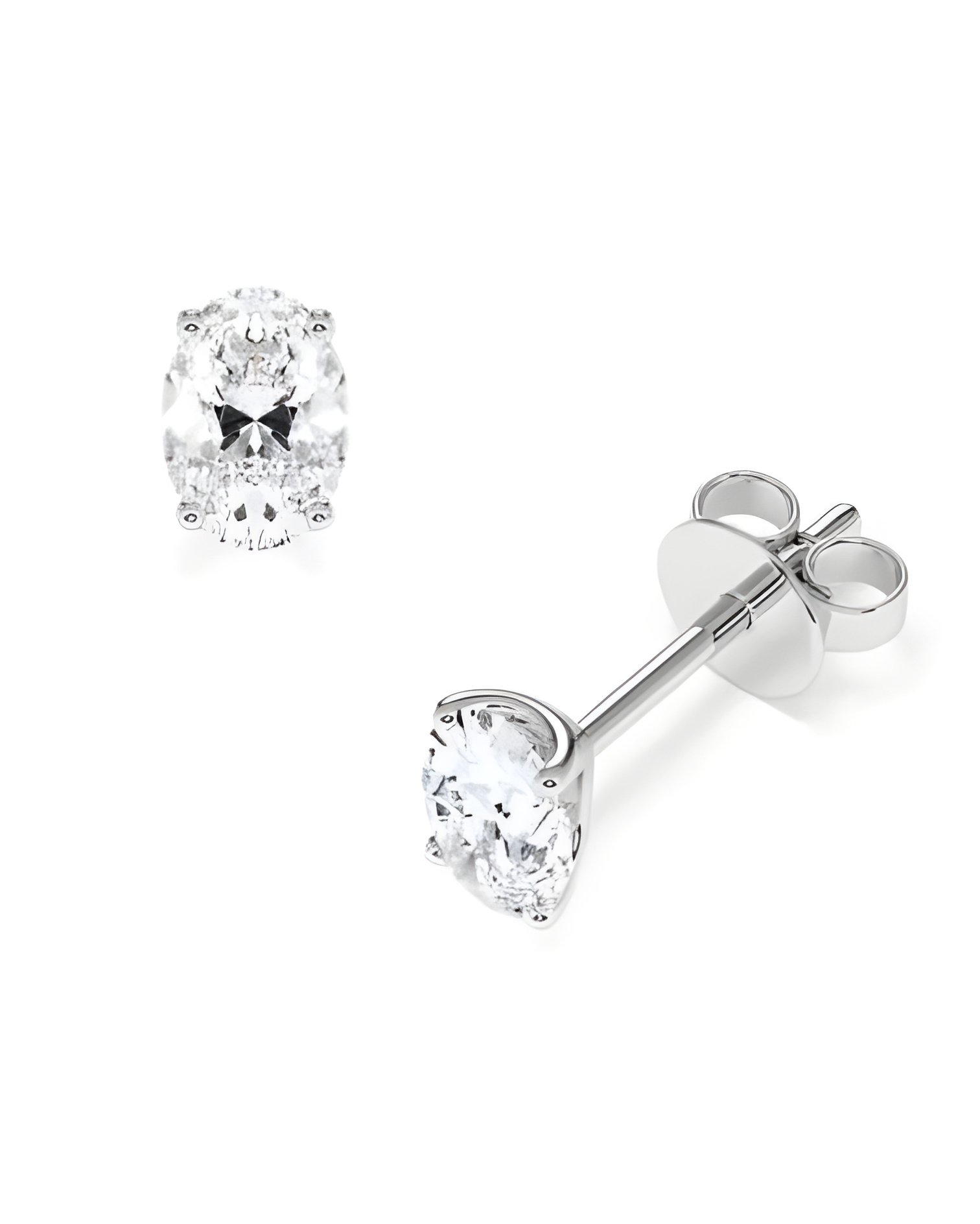 Aros económicos de oro blanco de 18 quilates con diamantes