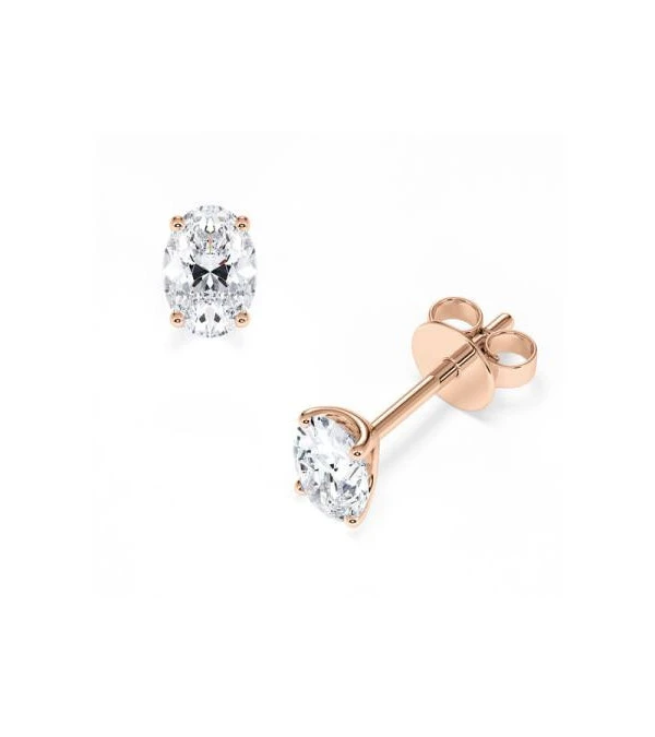 Pendientes Oval en oro rosa con diamantes laboratorio  I Staring