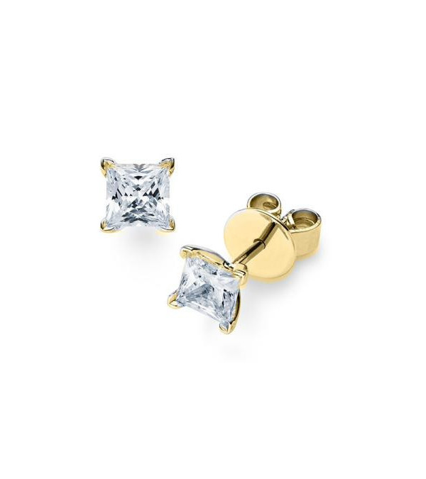 Aros económicos de oro blanco de 18 quilates con diamantes