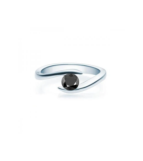 Anillo de oro blanco o platino con un diamante negro | Staring