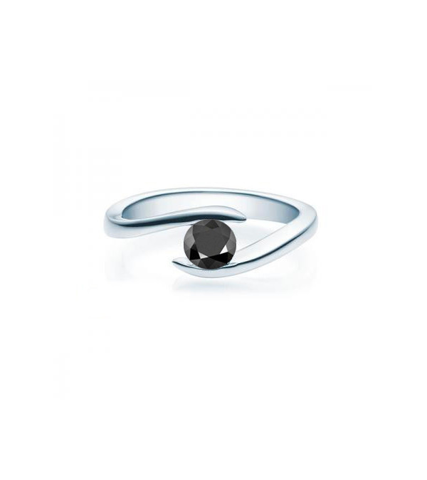 Anillo de compromiso en carbono y topacio azul. Ancho 5 mm Titan Factory - 1 Anillo de compromiso en carbono y topacio azul. Ancho 5 mm Titan Factory - 1