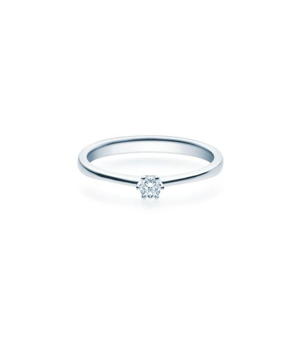 Anillo de compromiso fino y elegante en oro blanco al mejor precio