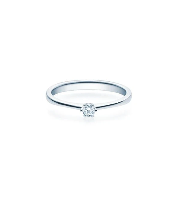 Anillo de compromiso fino y elegante en oro blanco al mejor precio