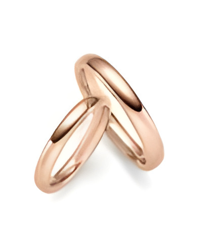 Finas alianzas de boda clásicas de oro rosa de 18K