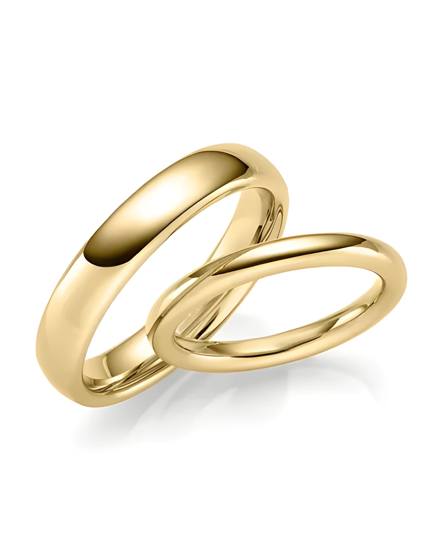 Alianzas de boda de oro con dos diamantes talla princesa