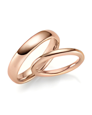 Finas alianzas de boda clásicas de oro rosa de 18K
