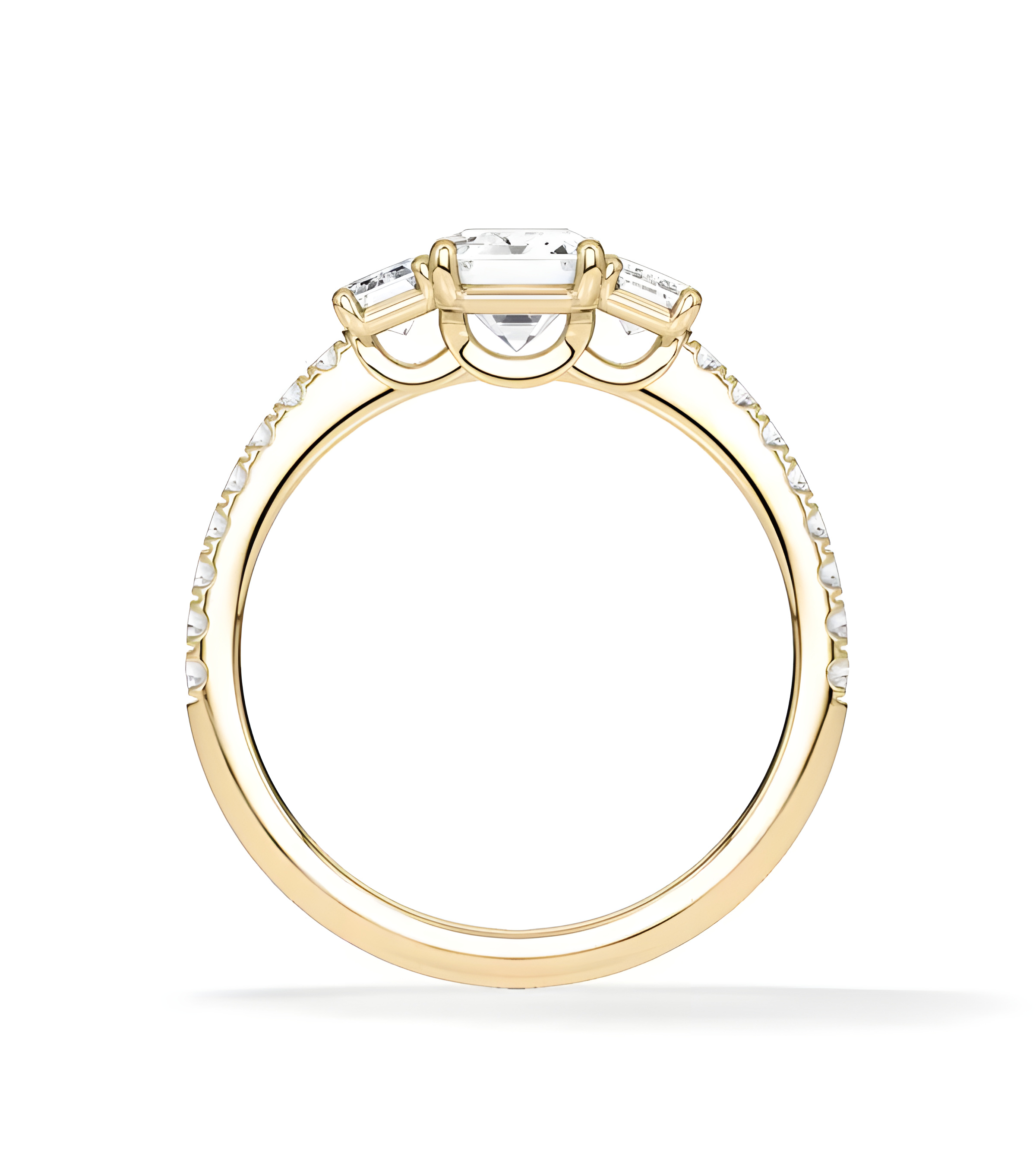 yellow Gold engagement ring with various diamond cuts | Staring