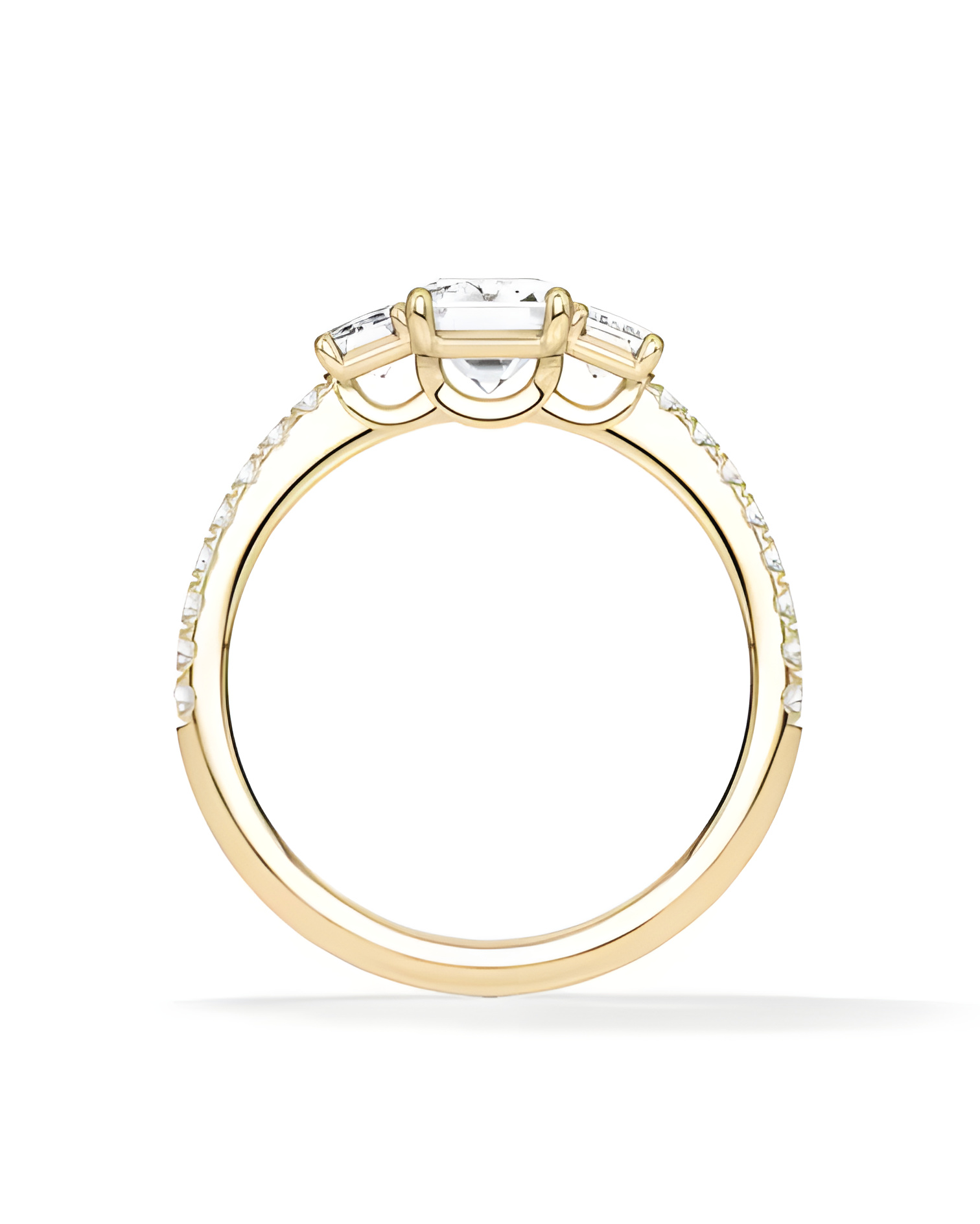 yellow Gold engagement ring with various diamond cuts | Staring
