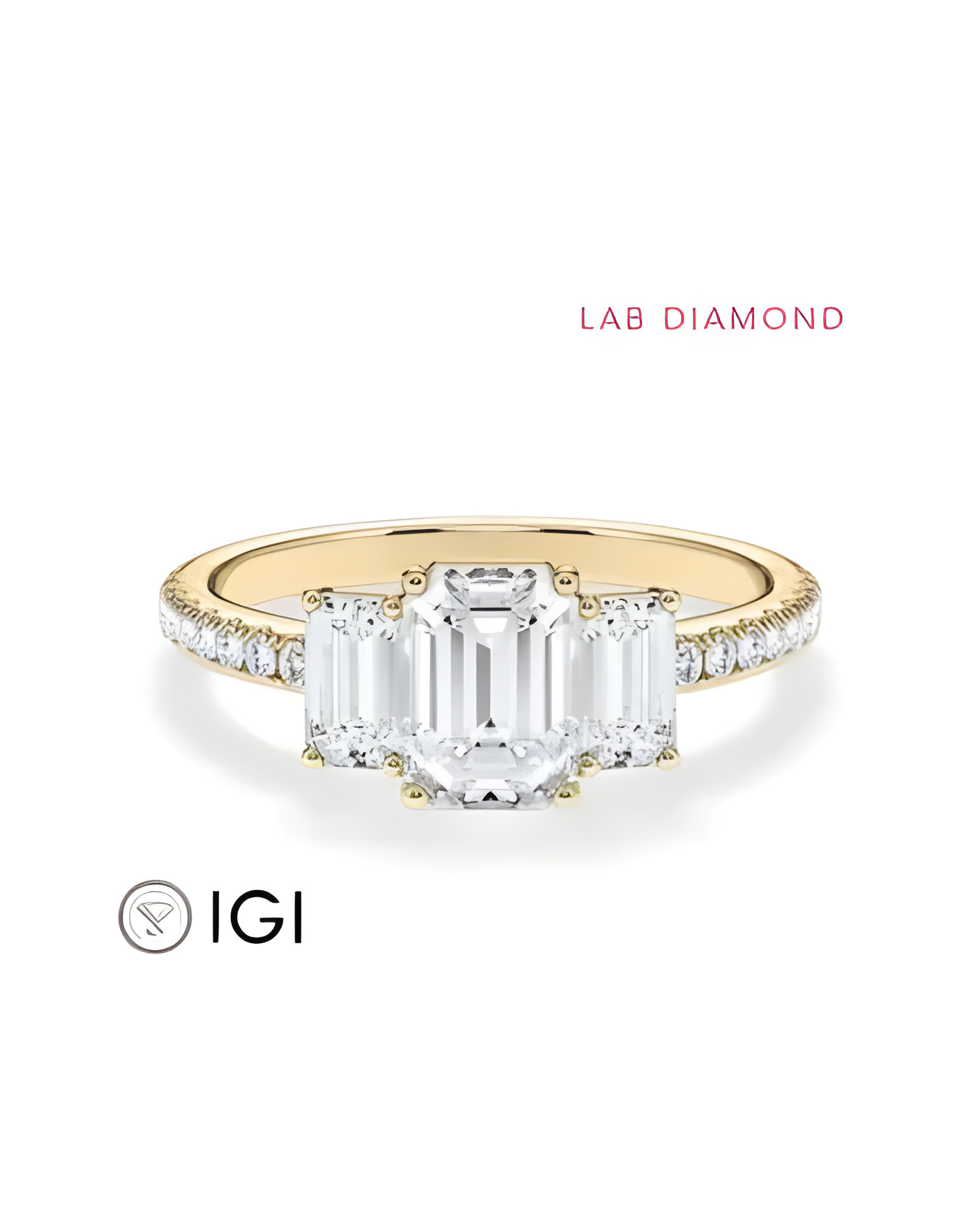 yellow Gold engagement ring with various diamond cuts | Staring