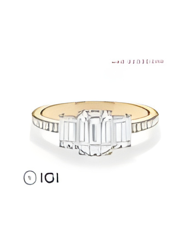 yellow Gold engagement ring with various diamond cuts | Staring