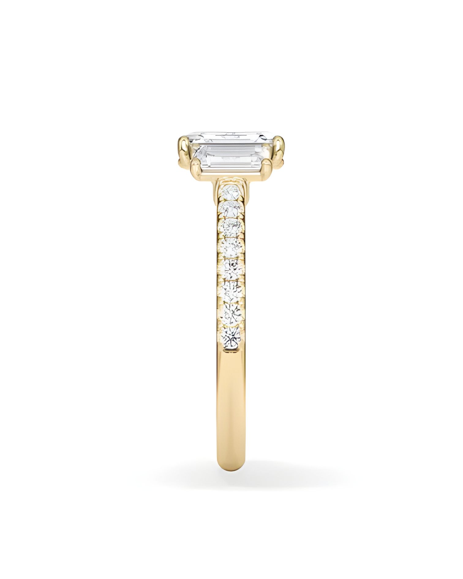 yellow Gold engagement ring with various diamond cuts | Staring