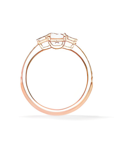 Pink gold engagement ring with various diamond cuts | Starring