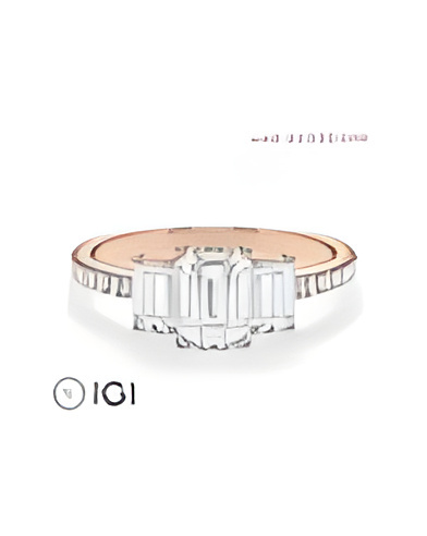 Pink gold engagement ring with various diamond cuts | Starring