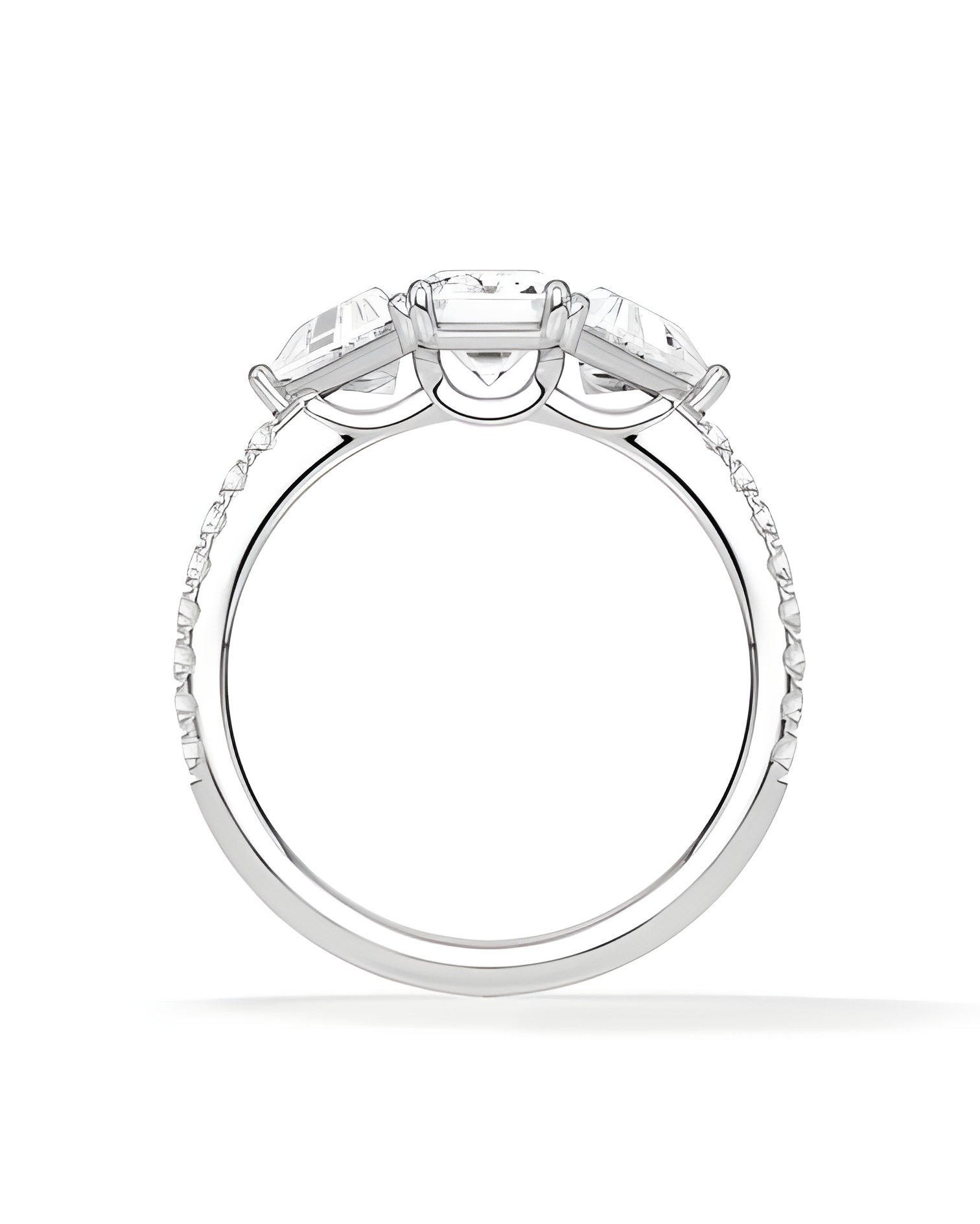 Gold or platinum engagement ring with various diamond cuts | Staring