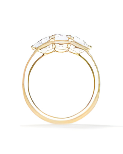 yellow Gold engagement ring with cut emerald | Staring
