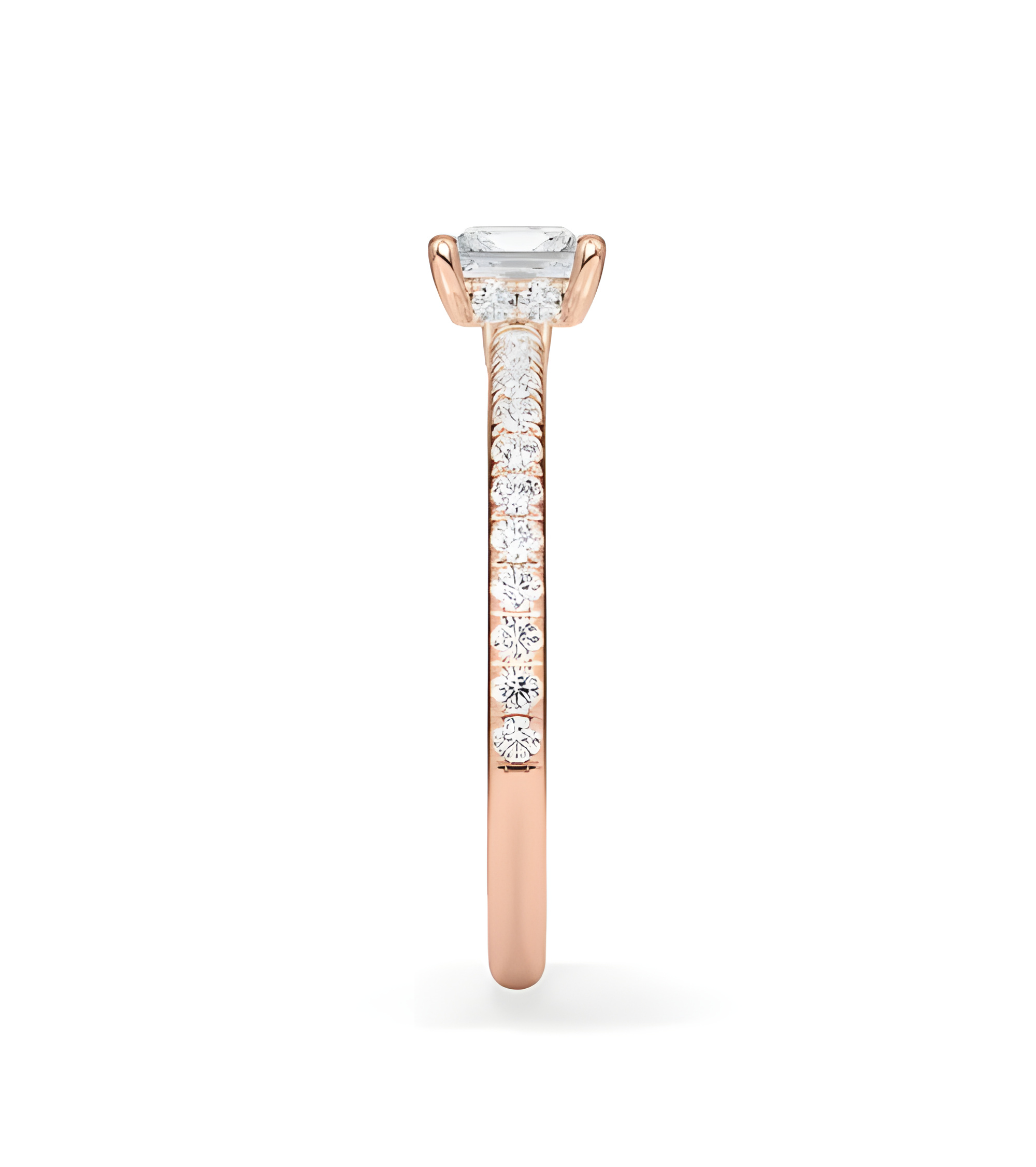 Pavé pink gold engagement rings with lab-grown diamonds | Staring