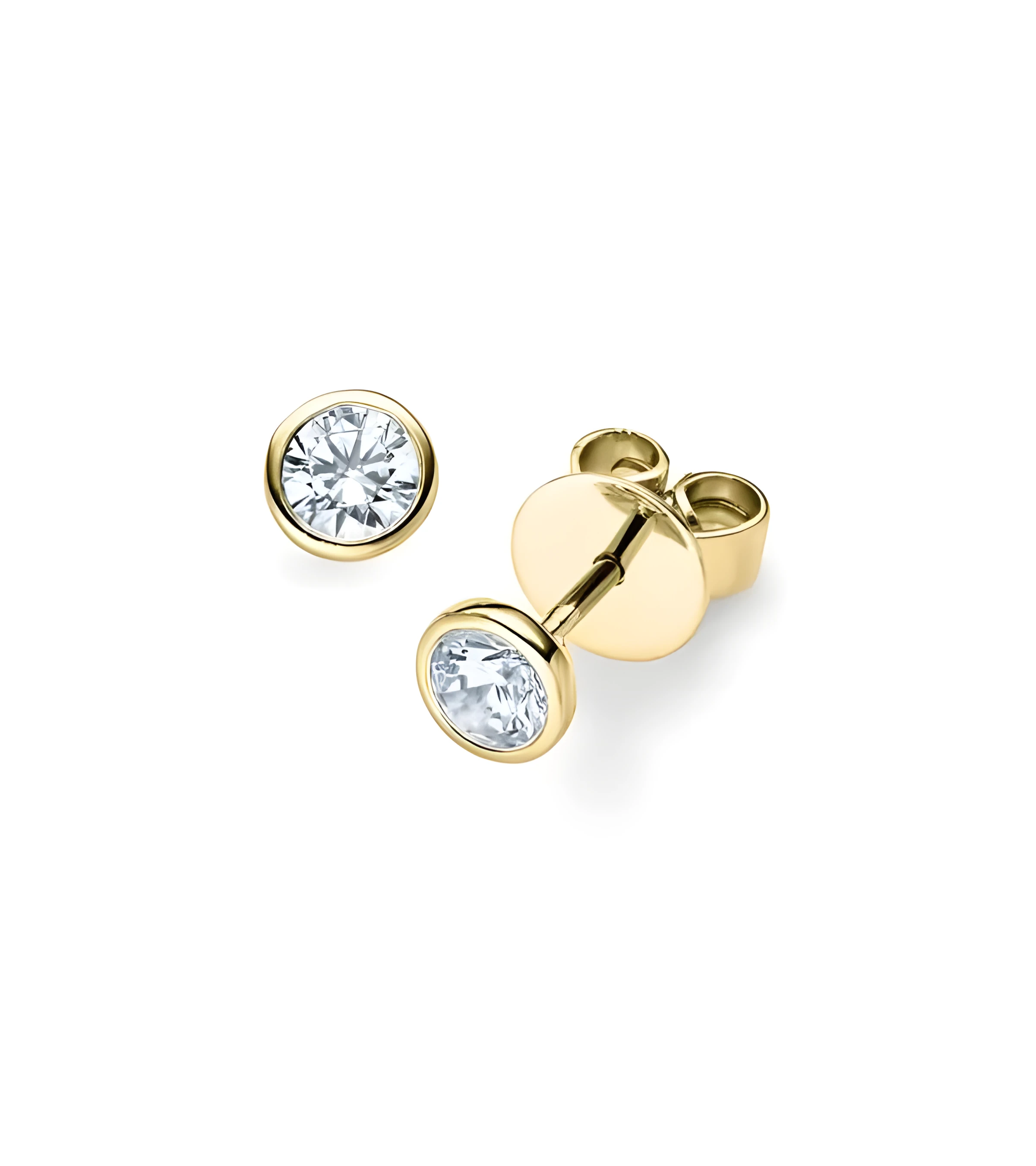 Pendientes oro amarillo 18k  montura bezel  | Staring