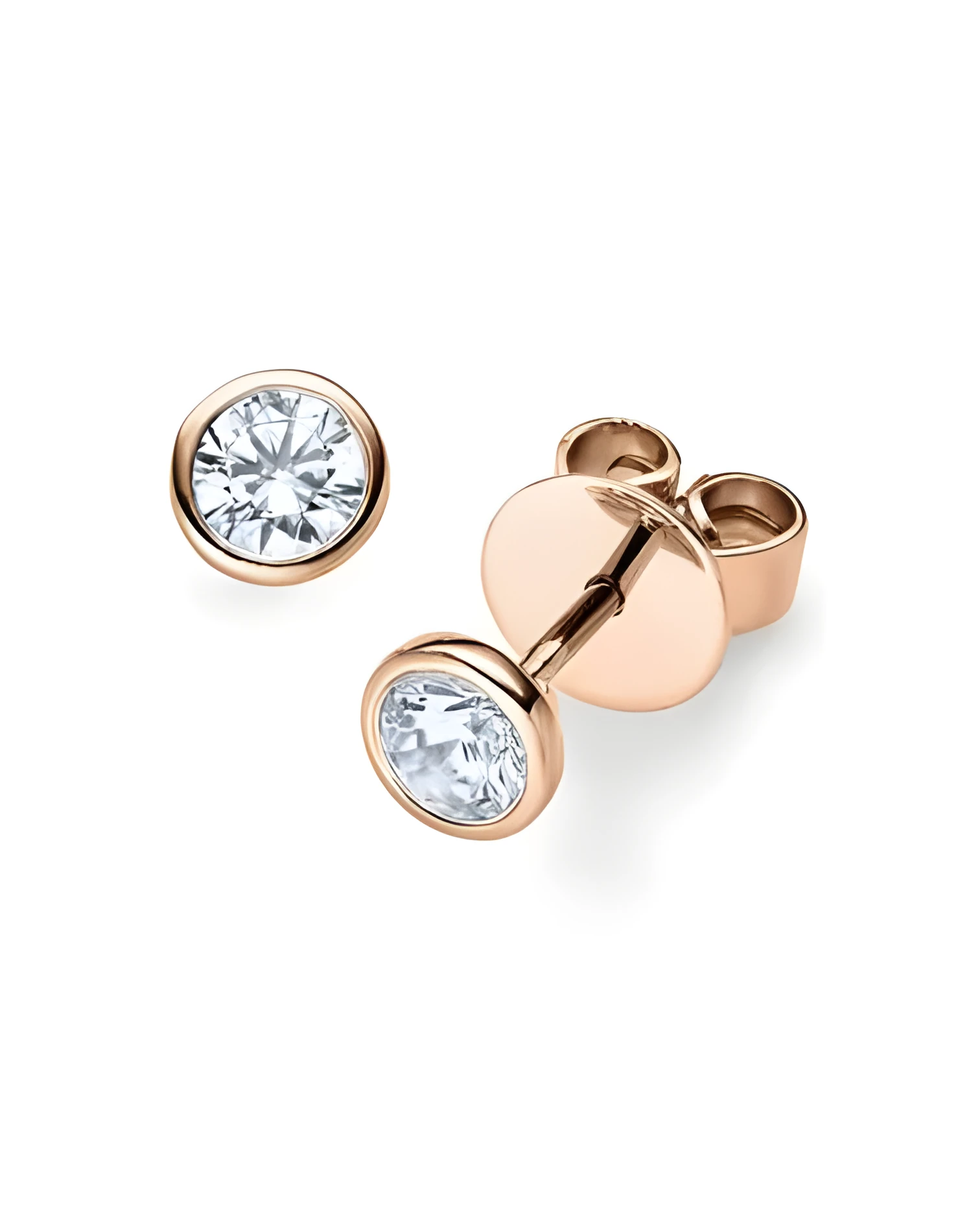 Pendientes oro rosa 18k  montura bezel  | Staring