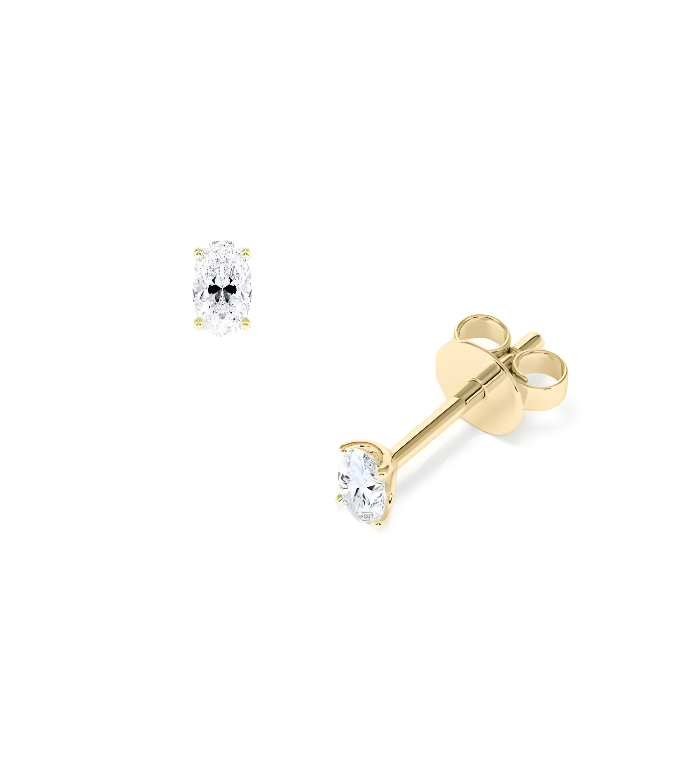 Pendientes Oval en oro amarillo 18k con diamantes naturales | Staring
