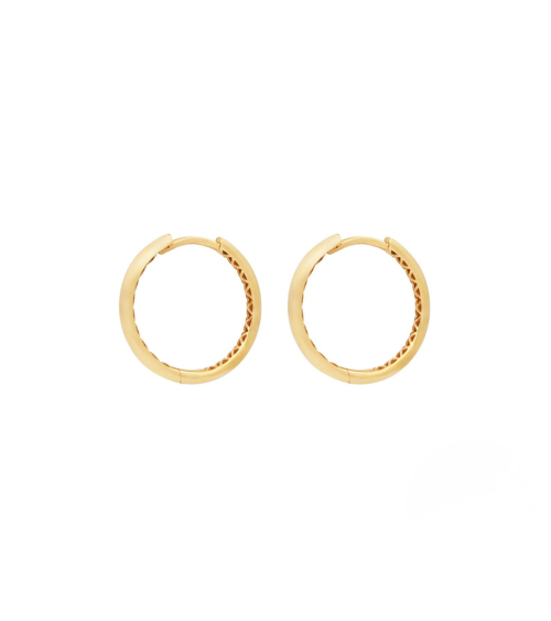 Aros ovalados de oro de 18 quilates con un diamante | Staring