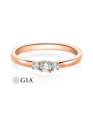 Anillo de compromiso con 3 diamantes trilogy en oro rosa| Staring