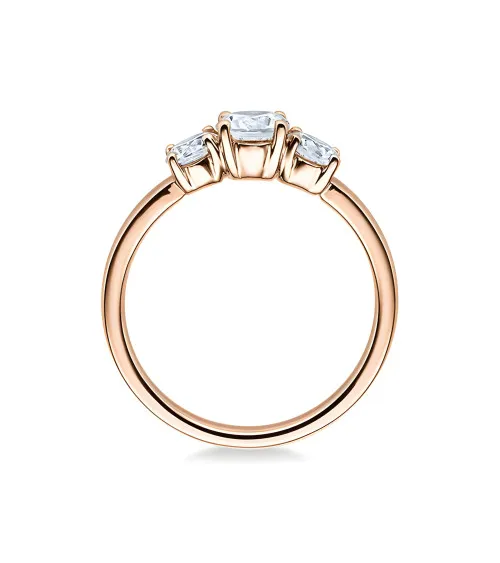 Anillo de compromiso con 3 diamantes trilogy en oro rosa| Staring