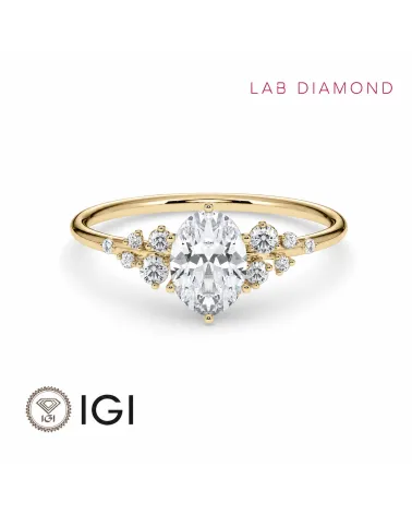 Anillo de compromiso con diamante oval de laboratorio en oro amarillo de 18K en Murcia | Staring