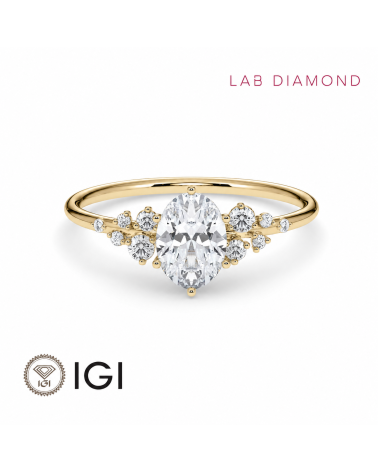 Oval Lab-Grown Diamond Engagement Ring in 18K Yellow Gold | Staring