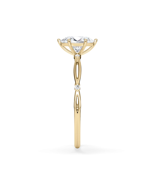 Leaf Oval Lab-Grown Diamond Engagement Ring in 18K Yellow Gold | Staring