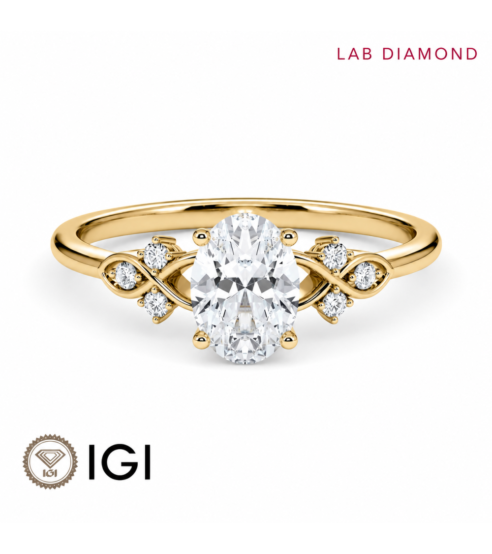 Anillo de compromiso oval | Diamante Lab IGI | Oro 18K| Cataluña i Tenerife