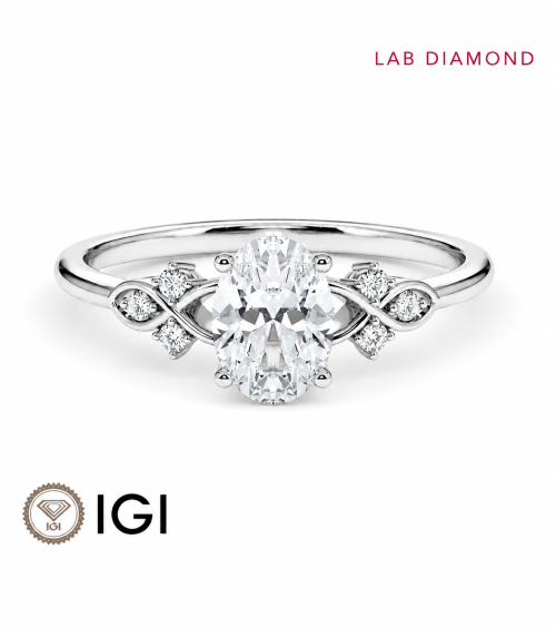Anillo de compromiso oval | Diamante Lab IGI | Oro 18K| Cataluña i Tenerife