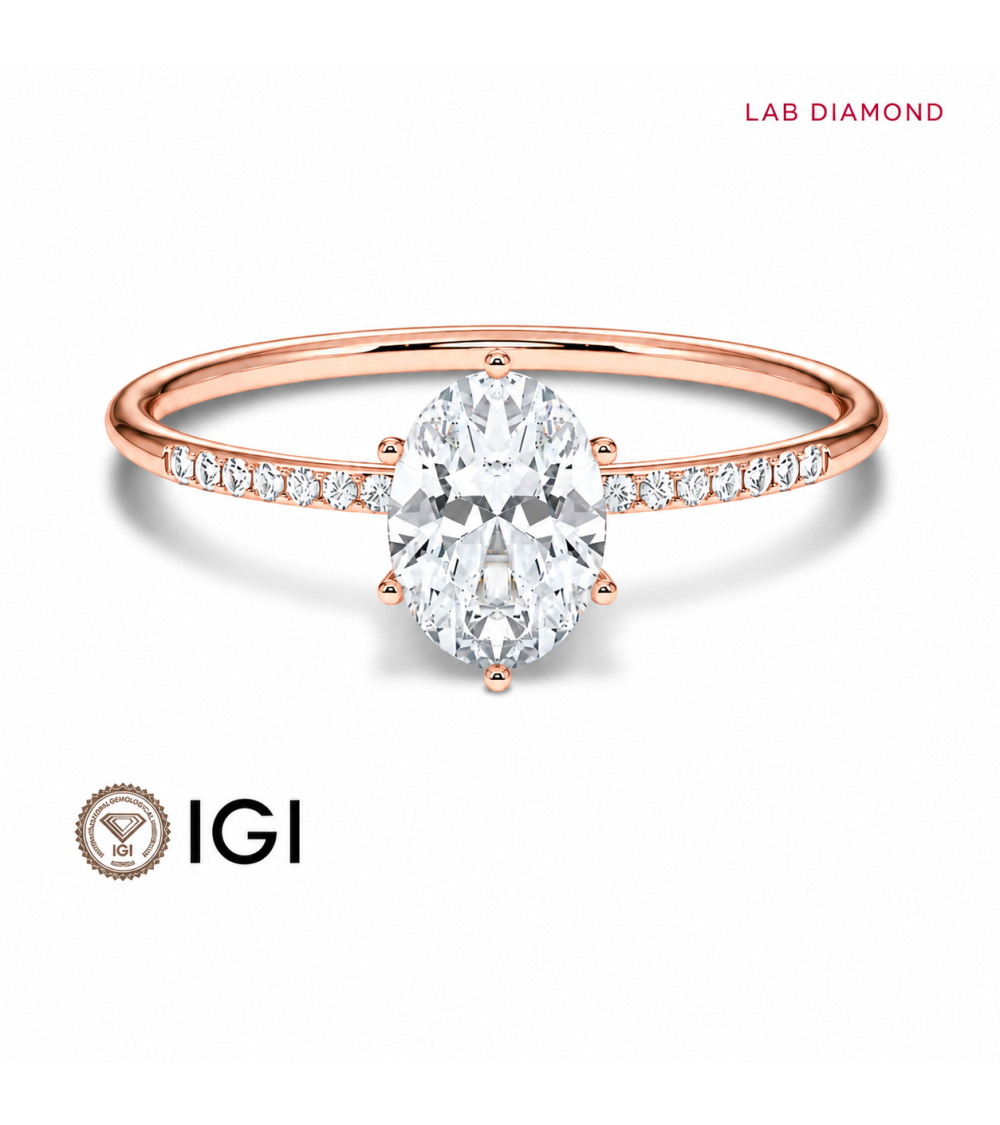 Anillo solitario oval con diamante de laboratorio en Marbella | Staring