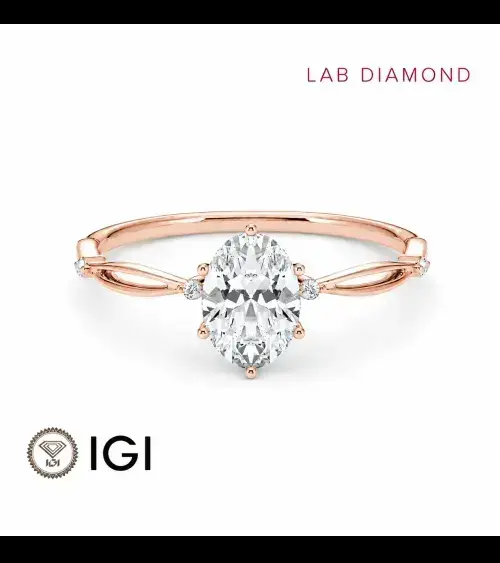 Leaf Oval Lab-Grown Diamond Engagement Ring in 18K rose Gold | Staring | UK, Canada, United States of America, Europe and others