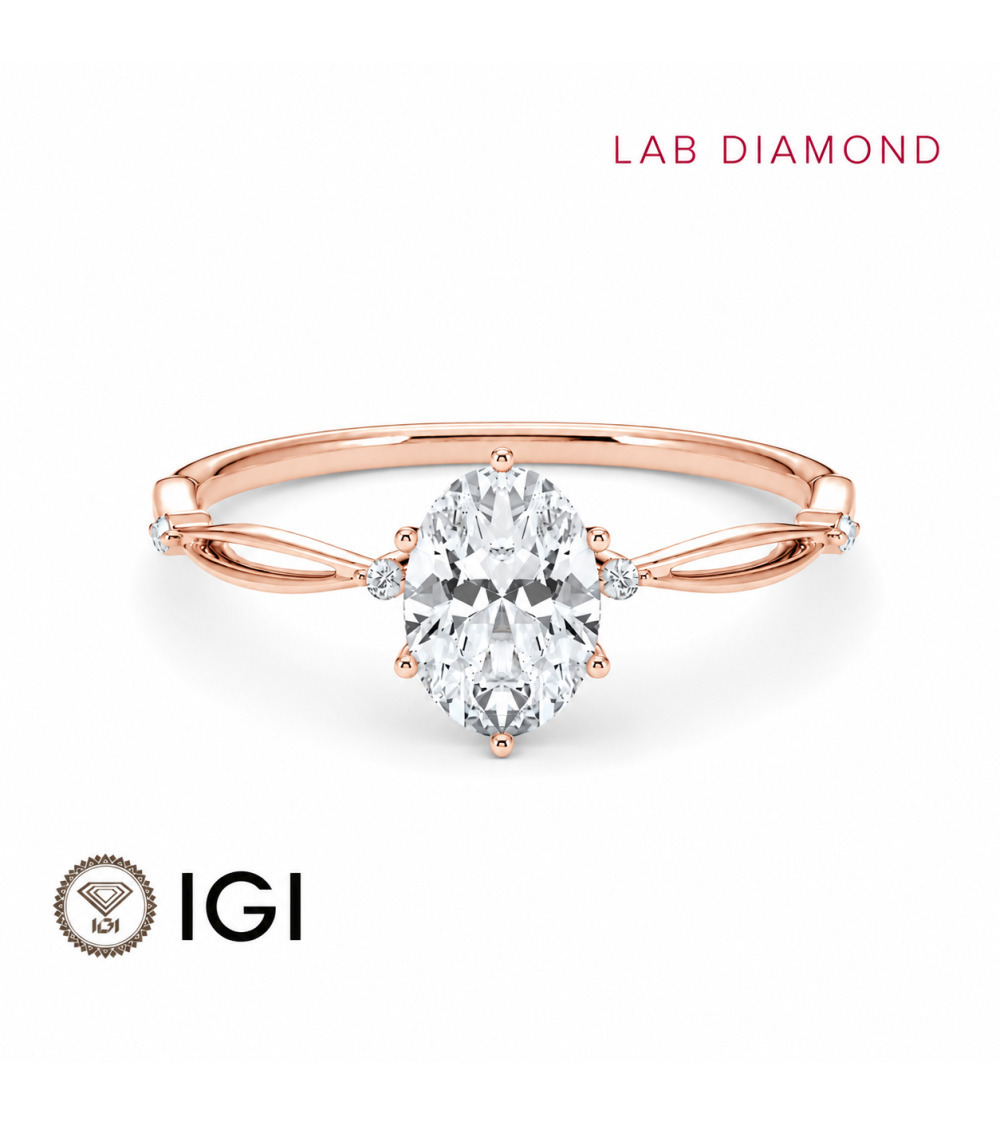 Leaf Oval Lab-Grown Diamond Engagement Ring in 18K rose Gold | Staring | UK, Canada, United States of America, Europe and others