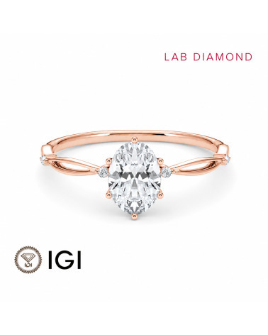 Leaf Oval Lab-Grown Diamond Engagement Ring in 18K rose Gold | Staring | UK, Canada, United States of America, Europe and others