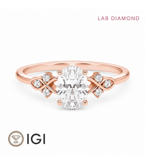 Anillo de compromiso oval | Diamante Lab IGI | Oro 18K| Cataluña i Tenerife