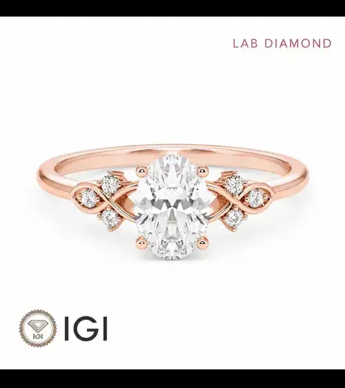Oval Lab-Grown Diamond Engagement Ring | IGI Certified | 18K Gold| Staring