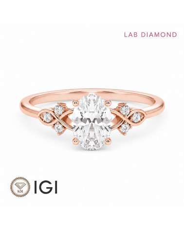 Oval Lab-Grown Diamond Engagement Ring | IGI Certified | 18K Gold| Staring