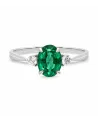 Anillo con esmeralda y diamantes en oro blanco o platino | Staring