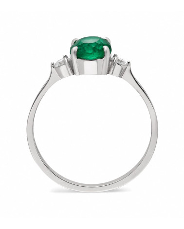 Anillo con esmeralda y diamantes en oro blanco o platino | Staring