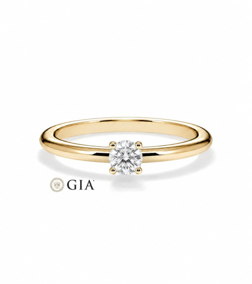 Engagement ring Yellow Gold Round Diamond Engagement Ring |Staring