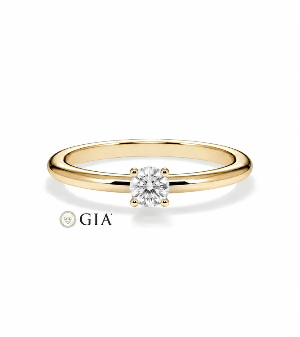 Engagement ring Yellow Gold Round Diamond Engagement Ring |Staring