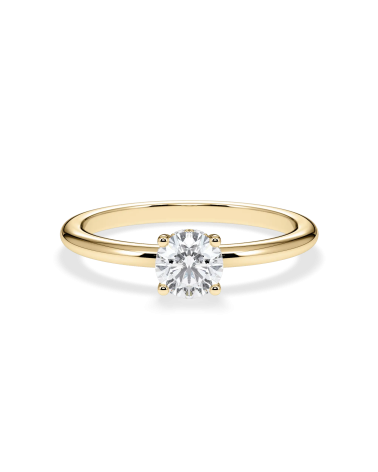 Anillo de compromiso en oro amarillo con diamante redondo |Staring