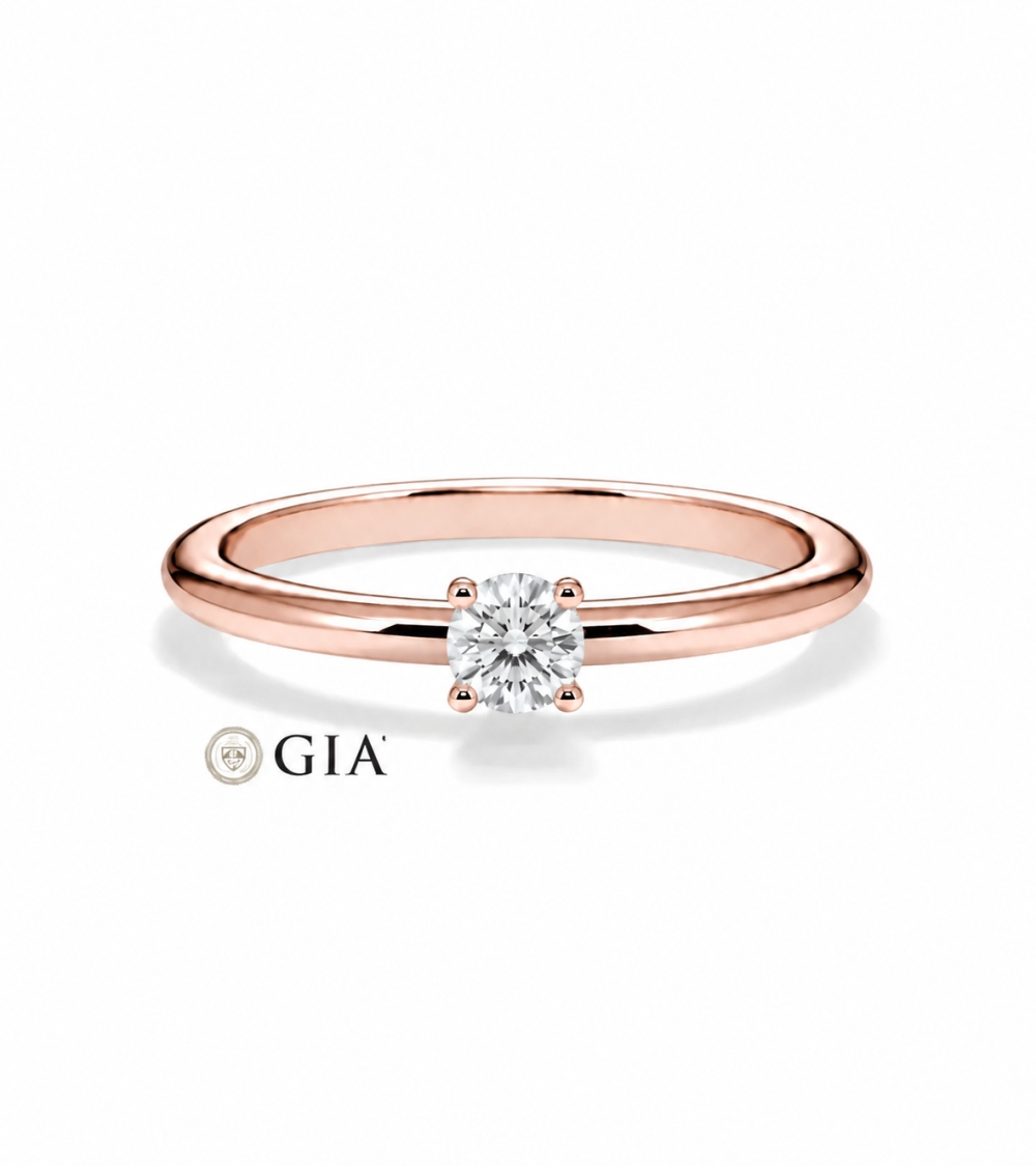 anillos compromiso  en oro rosa con diamante natural | Staring