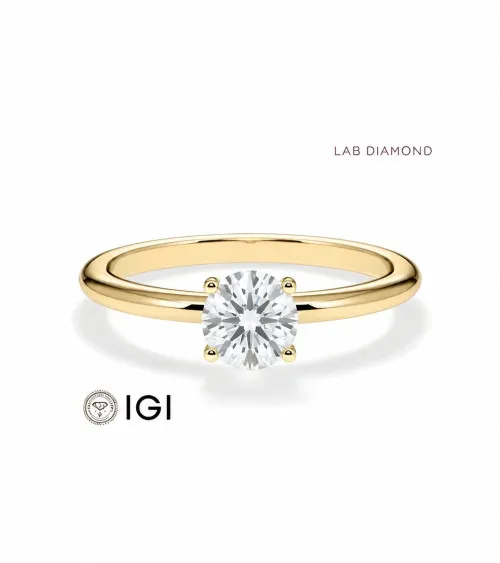 Anell de compromís d’or groc amb diamant de laboratori | Staring