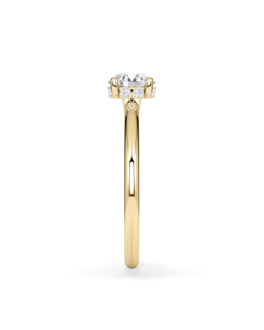 Yellow Gold Engagement Ring with Round Lab-Grown Diamond |Staring