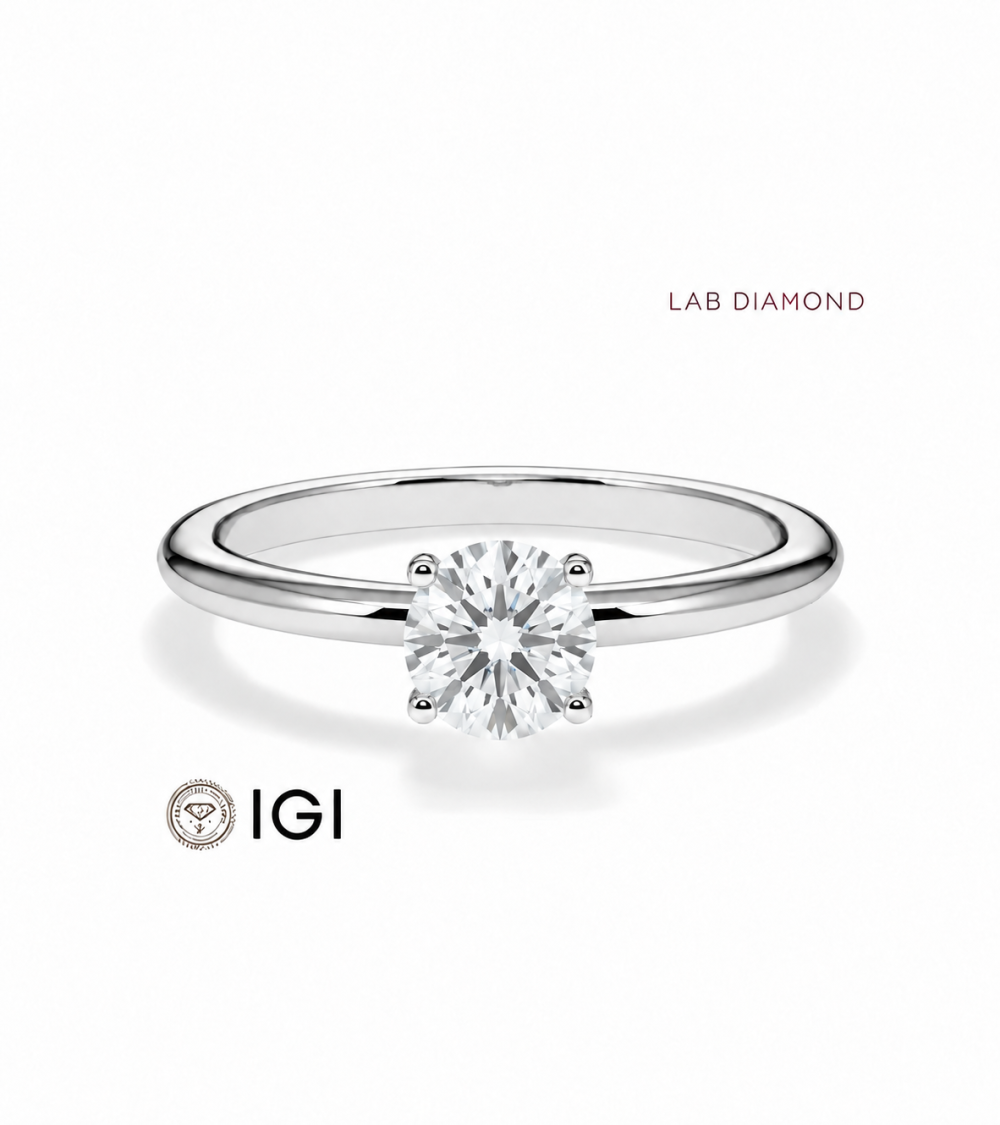 Anell de compromís d’or blanc o platí amb diamant de laboratori | Staring