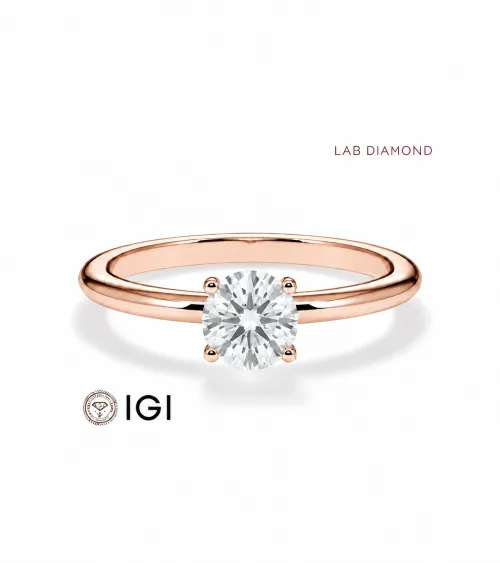 Anell de compromís d’or rosa amb diamant de laboratori |Staring