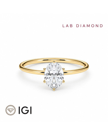 Oval Lab-Grown Diamond Engagement Ring in Yellow Gold |Staring