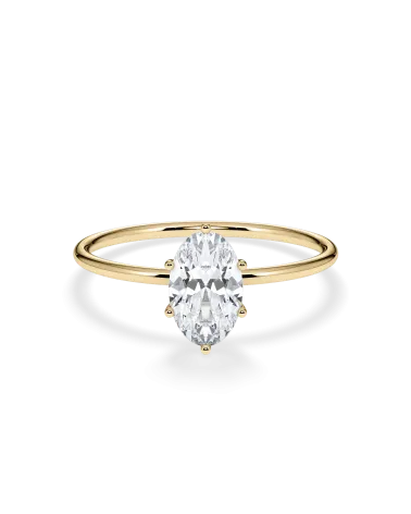 Anillo de compromiso de oro amarillo con diamante oval lab | Staring
